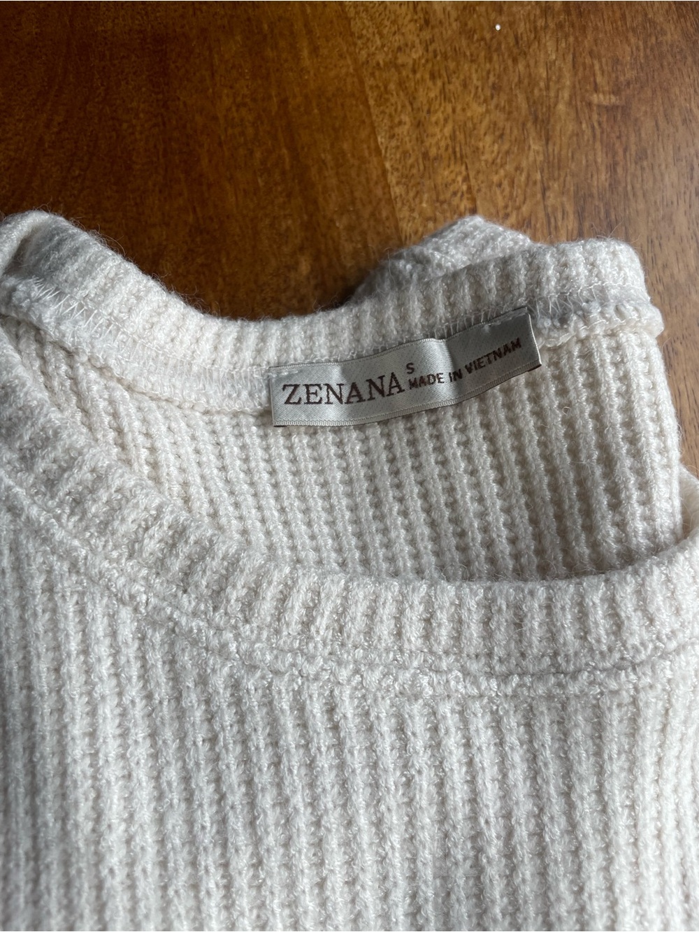 NWOT Zenana Waffle Knit Rayon 2 Piece Set in Cream Size Small - Picture 4 of 5